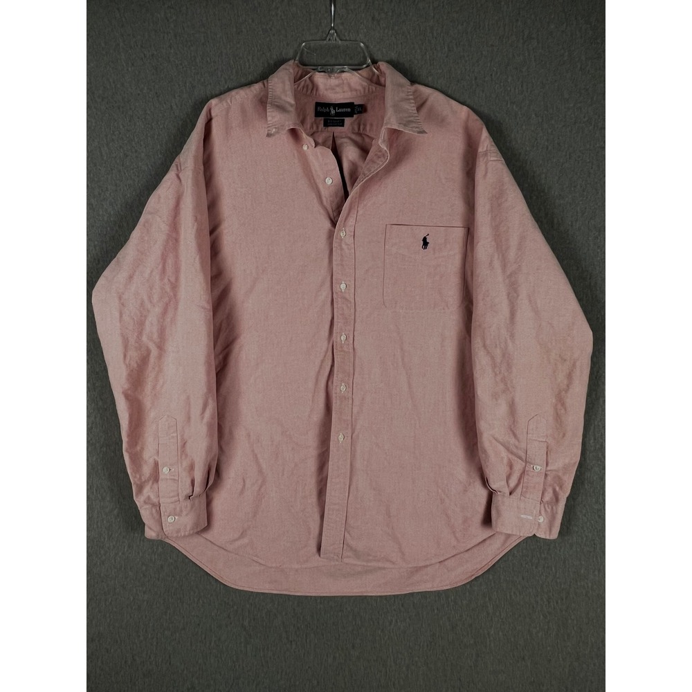 Vintage Ralph Lauren Big Shirt XL Salmon Pink Cotton Oxford Button Down Mens